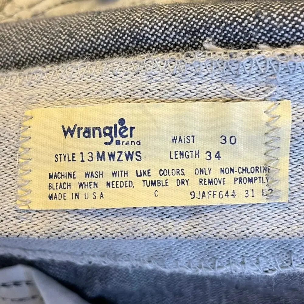 Vintage 70s/80s Gray Stone Wash Wrangler Jeans Straight Leg Mens Size 30x34